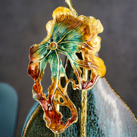 SANLOREN grand ornement de fleur de lotus vert en céramique design de mode pour la décoration de bureau meilleur pour les cadeaux présents