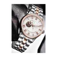 Montre mécanique automatique pour homme, entièrement en acier inoxydable, squelette, affichage 24 heures, luminescente, fabrication en série personnalisée