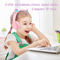 Écouteurs sans fil B39 à oreille de chat mignon avec lumière LED, support d'écouteurs sans fil, carte TF, casque de jeu pour enfants, livraison directe