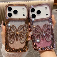 Coque de placage à paillettes 3D papillon creux pour IPhone 17 Air 16 Pro Max 12 14 15 13 Pro 14Pro 15Pro Diamond Soft Cover Shell