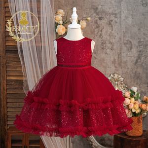 <span class=keywords><strong>Elegante</strong></span> Completo Principessa in Pizzo Rosso Stile Europeo con Giacca, Abito da Festa con Fiori per Compleanno Bambine 8 Anni - Product Image 3