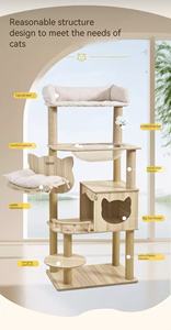Modern Çevre Dostu Kedi Tırmanma Çerçevesi Ağacı Entegre Yatak Tırmalama Direği Yarım Daire Kedi Evi 4 Katlı Karton 150cm Yüksekliğinde - Product Image 3