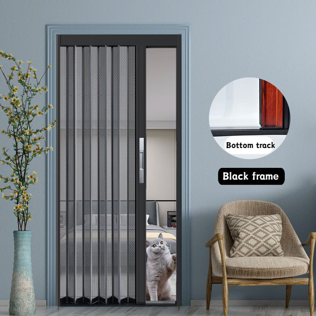 Modern Heavy Duty Foldable Retractable Screen Door with Fire-Proof Mesh for Security and Insect Protection 5 Year Warranty