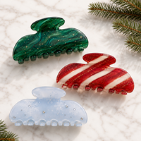 Pince à cheveux en acétate Ume de 10,5 cm avec logo personnalisé, motif flocon de neige et canne à sucre, forte tenue, cadeau personnalisé pour femme, vente en gros