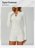 3093 veste de Yoga solide en gros manches longues fermeture éclair complète haute élasticité séchage rapide haut femmes Fitness course sport Yoga vestes