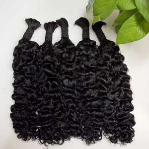 Proveedor líder de Vietnam: Cabello Boho Honest Hair para trenzar, cabello humano virgen camboyano rizado sin procesar, a granel, 100g/paquete, cosido a máquina. - Product Image 1