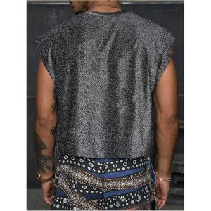 FOXA Débardeur à paillettes pour homme, col rond, sans manches, tenue de soirée, streetwear, club - Product Image 2