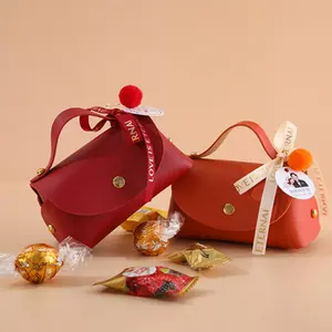 Sacs-cadeaux personnalisés en cuir PU faveurs de mariage boîtes à bonbons petite décoration de fête sac à main