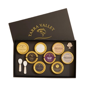 Custom Logo Salmon Flying Fish Spoon Pearl Caviare Packaging Box Top Lid Package Caviar Gift Paper Box