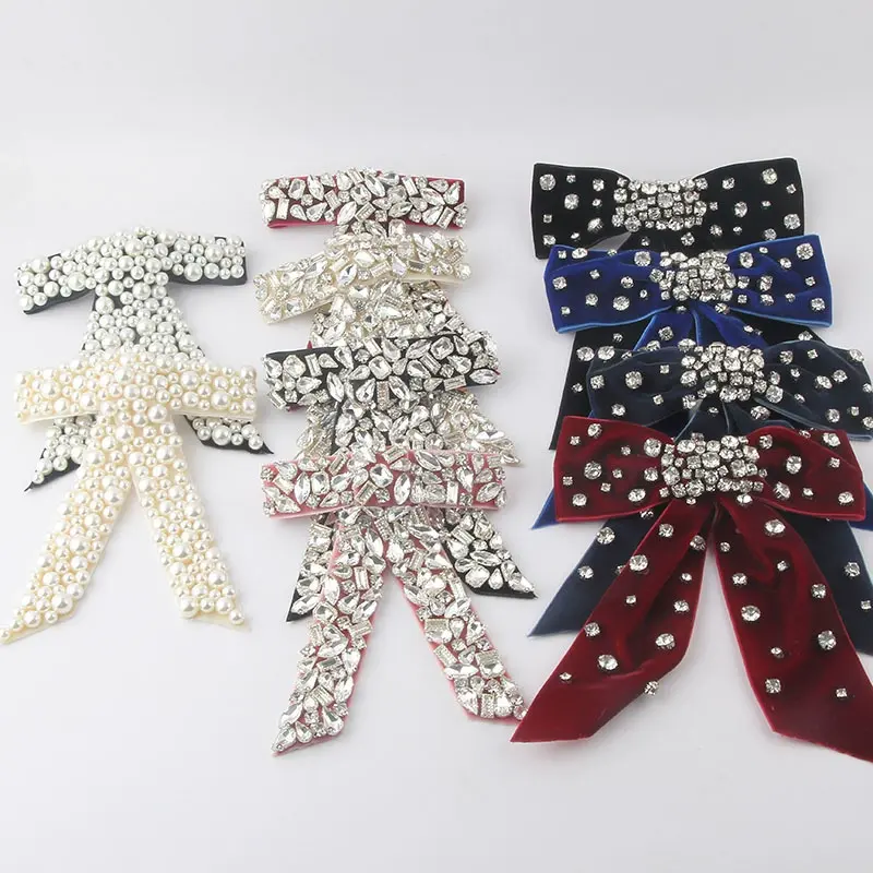 European and American Style Light Luxury Personality Hairpin Full Diamond Pearl Bow Bling Hair Accessories
