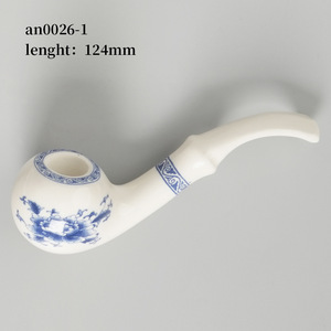 Muxiang Ceramic Smoking Pipe Bent Type Blue And White Porcelain Tobacco Pipe For Gift - Product Image 4