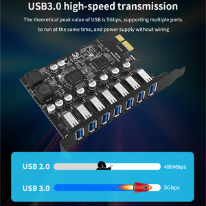Tarjeta de Expansión TISHRIC PCIe 1X USB 3.0 de 5 Gbps y 7 Puertos, Solo para Periféricos USB, Adaptador para PC de Escritorio - Product Image 2