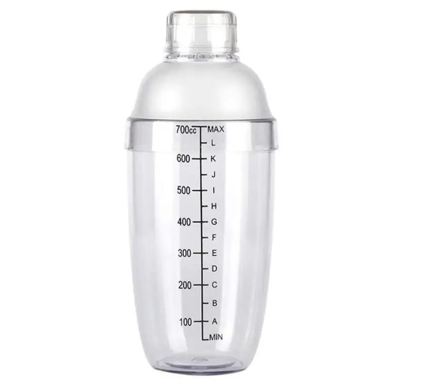 Plastic Shaker Cocktail 700cc 24 Oz Drankmixer Met Markeringen Heldere Melk Thee Wijn Shaker Bar Menggereedschap