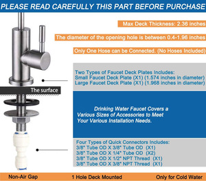Lọc nước lọc tap thép không gỉ 304 chì miễn phí Nhà bếp Vòi nước lọc cho RO hệ thống lọc nước - Product Image 4