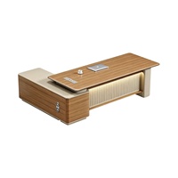 Bureau de direction moderne de luxe en forme de L pour patron ou manager, table d'ordinateur en bois avec design modulaire en PVC pour le mobilier de bureau à domicile