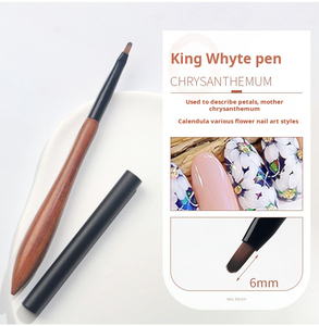 Stylo de dessin pour ongles à poignée en bois, poils en nylon, tête universelle pour salon de manucure, pinceau professionnel pour nail art - Product Image 6