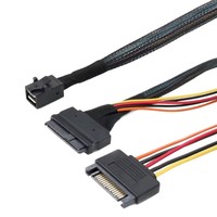 Kabel Ekstensi Data Hard Disk Drive SATA 15p Male Mini SAS SFF-8643 ke SFF-8643 Berpelindung Kepang dengan Jaket PVC 1m untuk Penggunaan Komputer