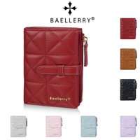 Dompet Koin Wanita Pendek Baellerry Premium dengan Kancing dan Resleting, Warna Merah, Model Fashionable