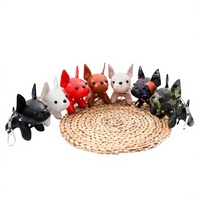 Nouveau porte-clés de voiture personnalisé en cuir PU de luxe de la marque JUNQIN, bouledogue français 3D, 8 couleurs, cadeau d'anniversaire