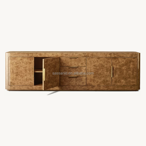 Sassanid Living <span class=keywords><strong>Furniture</strong></span> Caramel Oak Burl Bardot Burl Consola multimedia de 4 puertas con cajones - Product Image 3