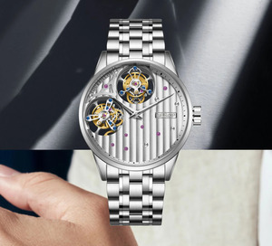 Montre squelette de luxe à double tourbillon pour homme, automatique et mécanique - Product Image 5