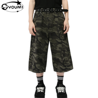 Shorts en jean vintage personnalisés pour hommes, style streetwear, délavés, camouflage, cargo, taille mi-haute, coupe ample et décontractée