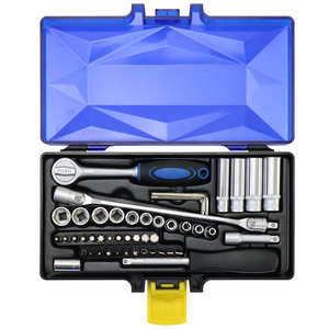 Bộ dụng cụ cơ khí 49 PC hoàn chỉnh có tính năng đôi Flex Ratchet 1/4 Bit Ổ cắm sâu giữ bit-tay hoạt động Chrome Vanadi - Product Image 1