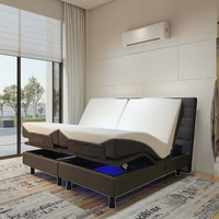 Lit réglable électrique King Size avec sommier à lattes, moteur Okin, fonction massage