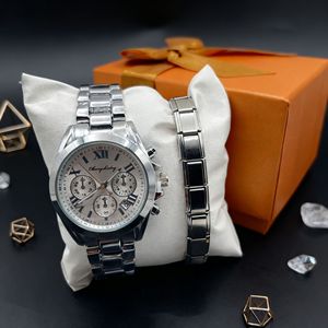 Luxury Couple <strong>Watches</strong> Alloy Case Stainless Steel Band 40mm Quartz Glass Waterproof <strong>Fashion</strong> Trendy Unisex <strong>Watch</strong> + Bracelet <strong>Set</strong> - Product Image 3