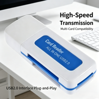 Lector de Tarjetas de Memoria SD/Memory Stick/MS/M2 TF Multifunción 4 en 1 de Alta Calidad y Alta Velocidad, Adaptador Externo USB 2.0 Todo en Uno