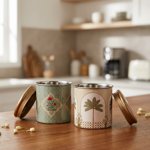 Round <b>Metal</b> <b>Food</b> <b>Container</b> With Lid Classic Printing Design Capacity Storage Box - Product Image 3