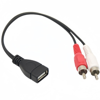 Câble adaptateur audio-vidéo USB 2.0 femelle vers 2 RCA mâle, répartiteur en Y, coaxial, paire torsadée, gaine PVC, 4K/1080P, haute qualité