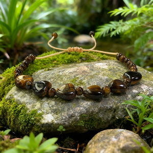 タイガーアイストーンブレスレット、ハートビーズ付き、ロマンチックな天然石の手作りジュエリー、愛の魔法と勇気のブレスレット - Product Image 5