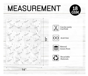 Papier de soie d'emballage en pâte de bois recyclée avec logo personnalisé, format 50x70cm, pour vêtements, papier de soie imprimé avec logo - Product Image 2