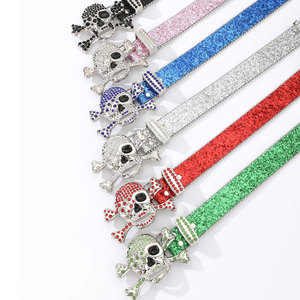 Cinturón de Cuero PU con Hebilla de Aleación de Calavera con Pedrería Personalizada y Brillo, Estilo Punk Brillante con Diseño de Bala para Uso Diario y Fiestas - Product Image 2