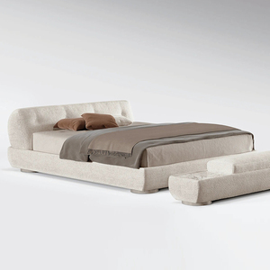 <span class=keywords><strong>Lit</strong></span> king-size en velours neige, design minimaliste italien haut de gamme, tendance, pour grand appartement spacieux - Product Image 2