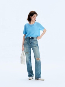 <span class=keywords><strong>Jean</strong></span> skinny déchiré taille haute pour femme Yuanbofei, style Y2K, coupe droite, délavé décontracté, pour l'été et le street style - Product Image 5