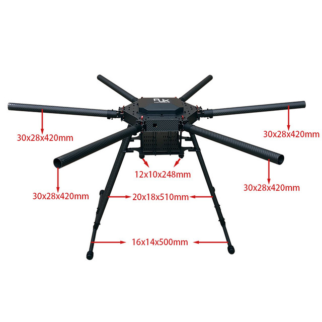 RJX 1300mm Hexacopter Drone Frame Carbon Fiber Folding UAV Agricultural Drone Frame