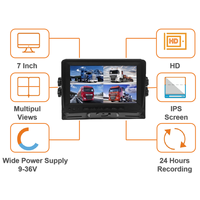 Grand angle 9-36v 1080p voiture dvr 4 caméra dash cam dvr 7 pouces quad moniteur bus 360 système de caméra de camion