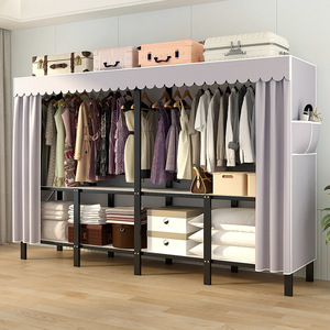 Armoire Portable en Tissu avec Housse, <span class=keywords><strong>Penderie</strong></span> Robuste avec Étagères, Garde-Robe Autoportante pour Chambre et Dortoir, Organisateur <span class=keywords><strong>de</strong></span> Rangement - Product Image 2