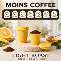 Bright Morning Café moulu lyophilisé à froid, torréfaction claire, notes d'agrumes et de miel, 100% Arabica, sans sucre, vente en gros, pour l'extérieur