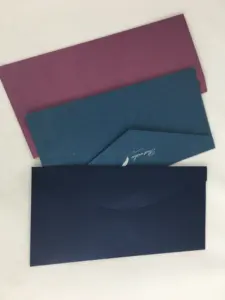 Emballage d'enveloppe de carte-cadeau de couleur d'enveloppe de carton de papier texturé d'argent liquide noir de luxe personnalisé