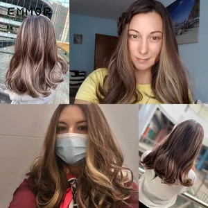 Nhà Máy Bán buôn thời trang của phụ nữ dài lượn sóng tóc giả tổng hợp nâu tóc vàng tóc giả nhiệt độ cao sợi chịu nhiệt tổng hợp tóc - Product Image 3