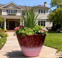 Pot de fleurs conique en plastique PP texturé marbré dégradé, durable et brillant, avec drainage, pour la décoration intérieure et extérieure de la maison et du jardin