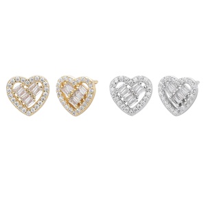 Pendientes de Plata de Ley S925 con Corazón Vintage, Circonita Cúbica 5A, Baño de Rodio y Oro de 18K, Joyería Fina para Mujer, Gran Venta SPJ - Product Image 1