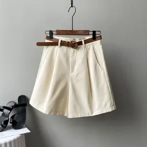 New summer high-waisted suit shorts fashionable loose casual straight leg broad leg five division of pants women