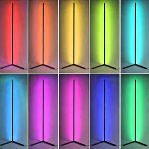 Minimalista facile assemblaggio musica sincronizzazione controllo colore segmentato RGB + IC Smart LED treppiede lampada da terra ad angolo per la decorazione domestica