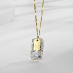 Collar de Acero Inoxidable con Dije de Amuleto de la Suerte, Joyería de Oro que no se Deslustra, con Diamantes de Imitación y Estilo Bling Bling - Product Image 1