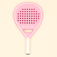 Raquette de Padel en Fibre de Carbone Haute Performance Série Macaron, Noyau en Mousse EVA Rose et Blanc pour Femme