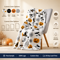 Couverture Polaire Douce et Confortable Aodu pour Halloween, Motif Jack O'Lantern et Chapeau de Sorcière, Toutes Saisons, pour Lit et Canapé, Vente en Gros Direct Usine